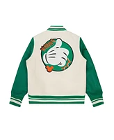 Freeze Max Big Boys and Girls Mickey Mouse Cream/Kelly Green Friends Winning Go Team Full-Zip Varsity Jacket