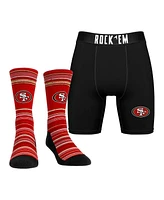 Rock 'Em Men's San Francisco 49ers Primary Crew Socks Boxer Briefs Combo Pack