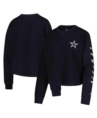 New Era Women's Navy Dallas Cowboys Thermal Cropped Long Sleeve T-Shirt