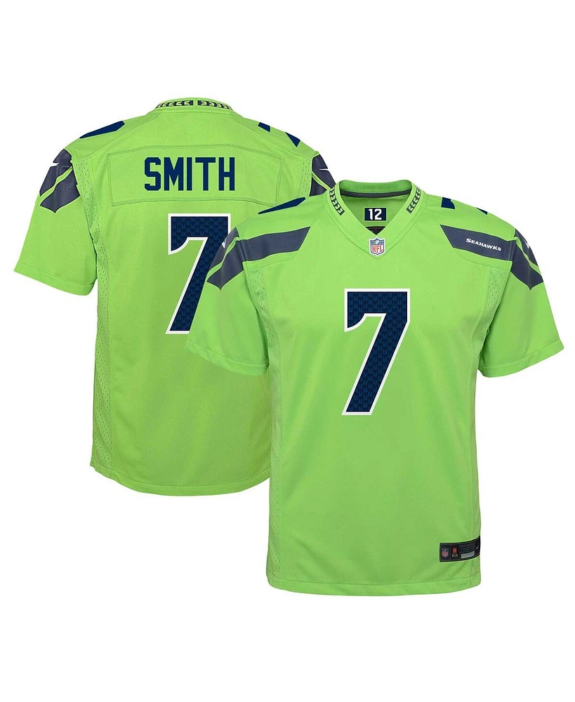 Nike Big Boys and Girls Geno Smith Neon Green Seattle Seahawks Alternate Player Game Jersey