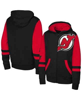 Outerstuff Big Boys and Girls Black New Jersey Devils Face Off Full-Zip Hoodie