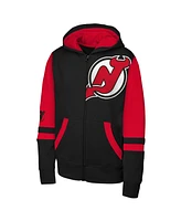 Outerstuff Big Boys and Girls Black New Jersey Devils Face Off Full-Zip Hoodie