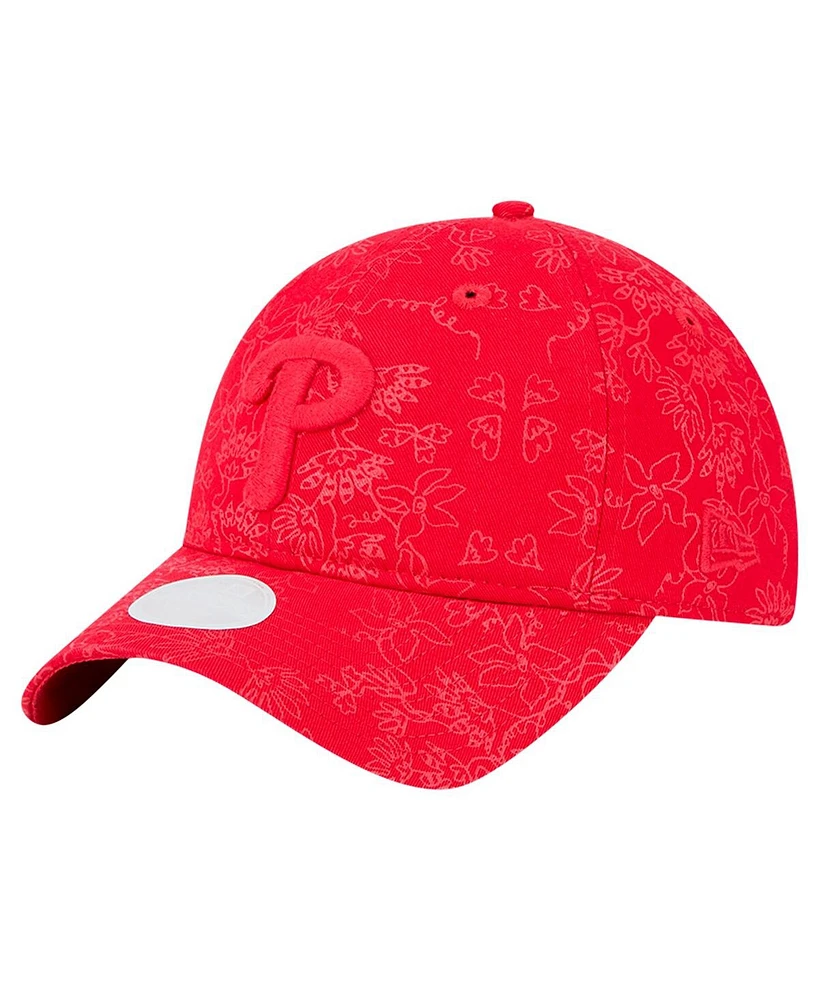 New Era Women's Red Philadelphia Phillies Tonal Floral 9twenty Adjustable Hat