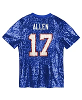 Outerstuff Big Girls Josh Allen Royal Buffalo Bills Sequin V-Neck Fashion Jersey