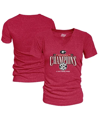 Blue 84 Women's Red Georgia Bulldogs 2024 Sec Football Conference Champions Locker Room V-Neck T-Shirt