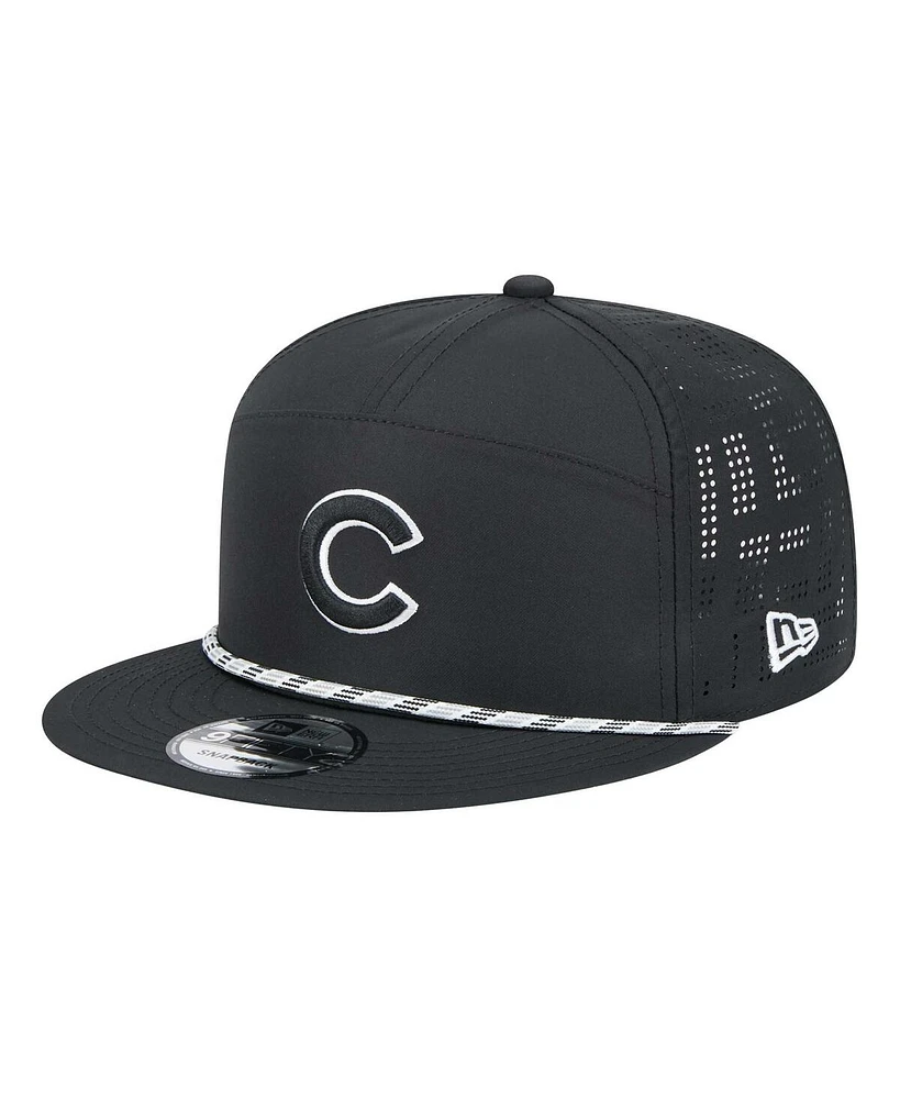 New Era Men's Black Chicago Cubs Laser Cut 9FIFTY Snapback Hat