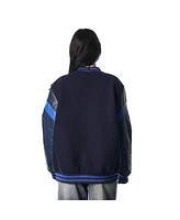 The Wild Collective Women's Blue New York Rangers Full-Snap Varsity Jacket