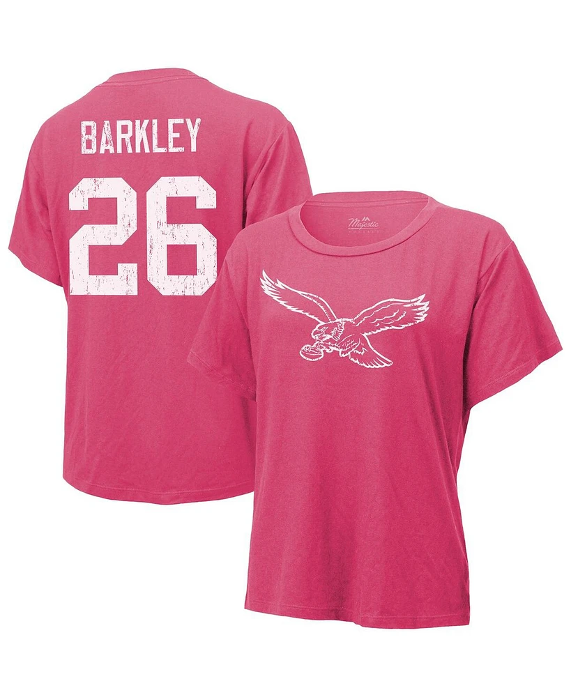 Majestic Women's Saquon Barkley Pink Philadelphia Eagles Name Number T-Shirt