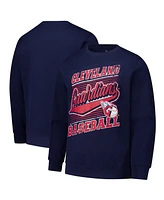 Stitches Men's Navy Cleveland Guardians Pullover Sweatshirt