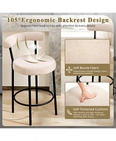 Dyhome Bar Stools Set of 3, 28 Inches Modern Counter Height with Curved Back Metal Legs, Upholstered Tall Barstools for Kitchen Island, Caf