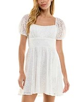 City Studios Juniors' Lace Fit & Flare Dress