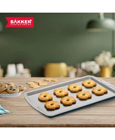 Bakken Swiss Cookie Sheet 3 Piece Set – Non-Stick, Stackable Baking Pans, Gray marble Deluxe Ceramic Coating Dishwasher Safe