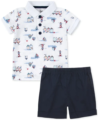 Baby Essentials Boys 2-Pc. Coastal Polo & Shorts Set