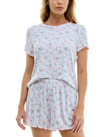 Roudelain Women's Printed Pointelle Short Pajama Set