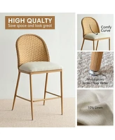 Maison Boucle 26 Inch Rattan Counter Stool Set Of 2,Linen Upholstered Counter Stool-Maison Boucle