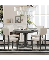 Slickblue 5-Piece Retro Round Dining Table Set with Curved Trestle Style Legs for Stylish and Functional