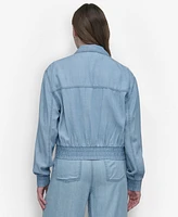 Dkny Women's Chambray Zip-Front Bomber Jacket