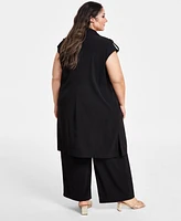 Nina Parker Plus Clasp-Front Duster Vest