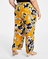 Nina Parker Plus Floral-Print Drawstring-Waist Pants