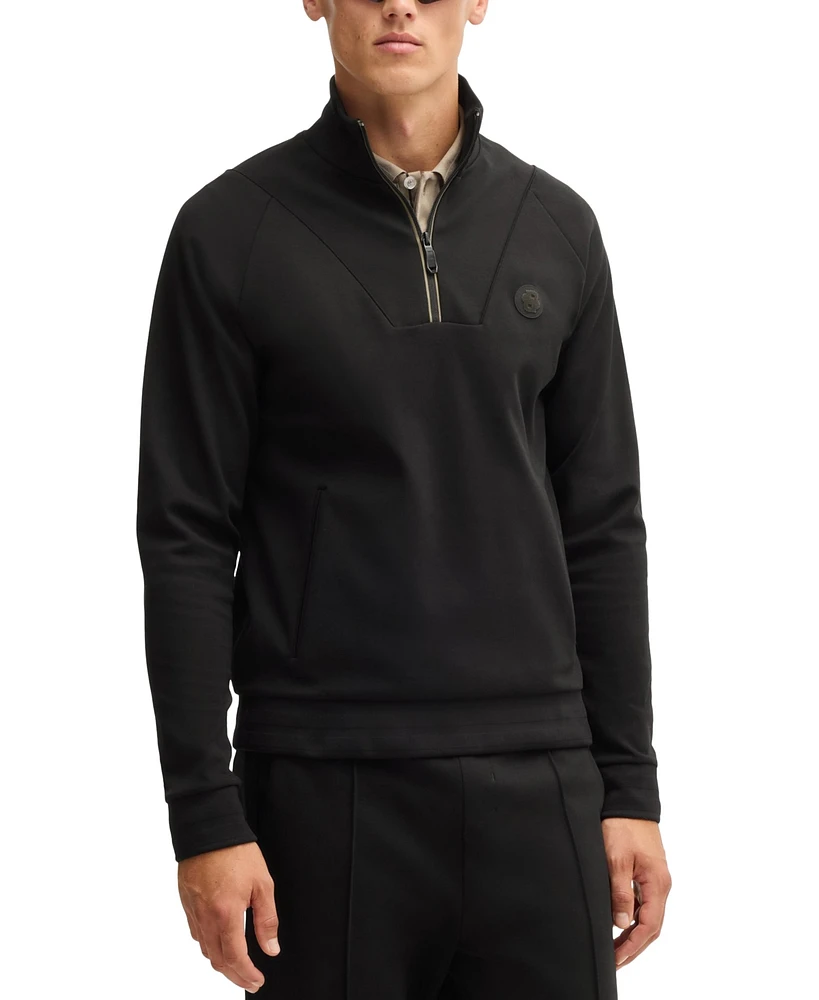 Boss by Hugo Men's Double B Monogram Zip-Neck Sweatshirt