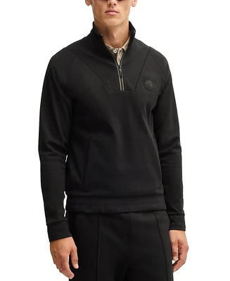 Boss by Hugo Men's Double B Monogram Zip-Neck Sweatshirt