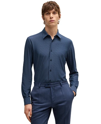 Boss by Hugo Men's Slim-Fit Performance-Stretch Jacquard Shirt