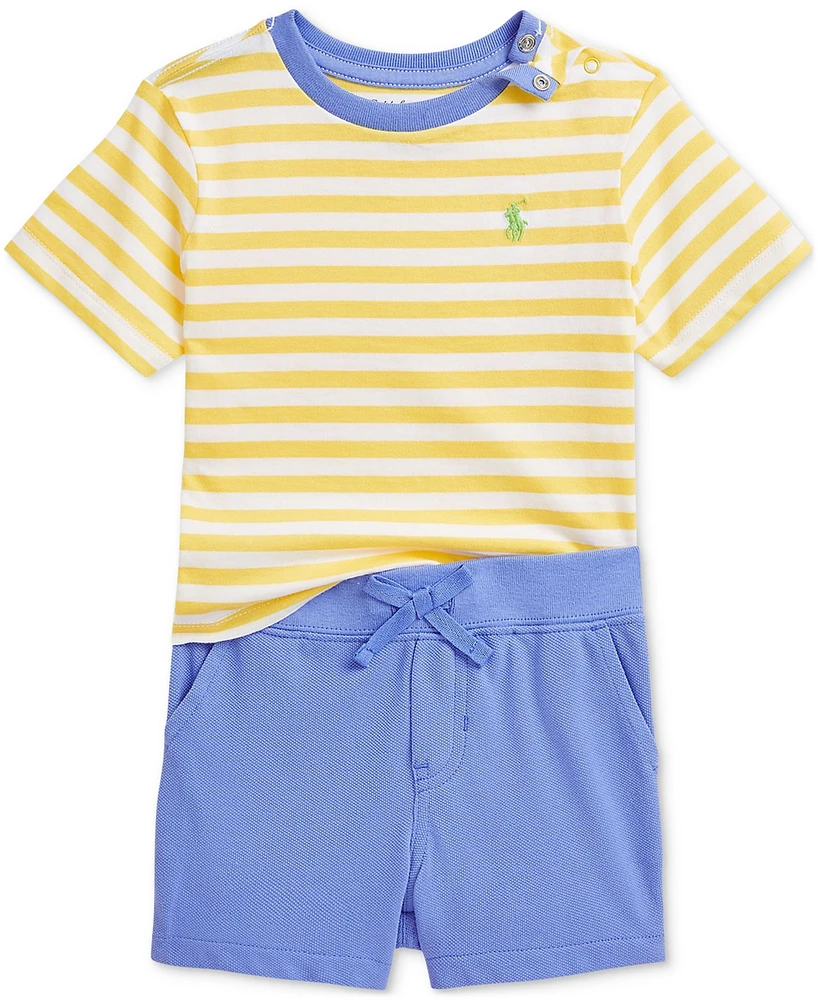 Polo Ralph Lauren Baby Striped Tee & Mesh Short Set