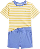 Polo Ralph Lauren Baby Striped Tee & Mesh Short Set