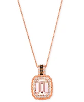 Le Vian Peach Morganite (1-1/2 ct. t.w.) & Diamond (1/3 ct. t.w.) Halo Adjustable 20" Pendant Necklace in 14k Rose Gold