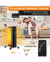 Oil Radiant Heater with Adjustable Thermostat Remote Overheat & Tip-Over Protection