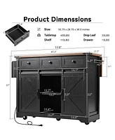 Slickblue Farmhouse Kitchen Island with Power Outlet for Rustic Style and Functional Convenience