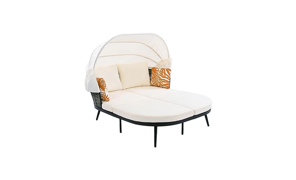 Slickblue Patio Daybed with Retractable Canopy for Comfortable Outdoor Relaxation