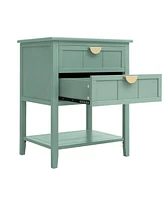 Slickblue 2 Drawer Side Table, American Style, End Table, Suitable for Bedroom, Living Room, Study