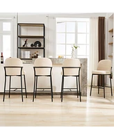 Dyhome Bar Stools Set of 4, 28 Inches Modern Counter Height with High Back Metal Legs, Upholstered Tall Barstools for Kitchen Island, Cafe,