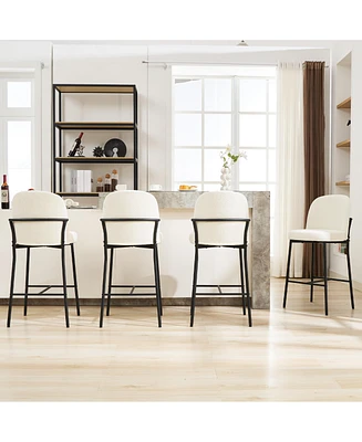 Dyhome Bar Stools Set of 4, 28 Inches Modern Counter Height Bar Stools with High Back Metal Legs, Upholstered Tall Barstools for Kitchen Island, Cafe,
