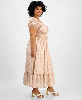 And Now This Trendy Plus Puff-Sleeve Floral Maxi Dress, Exclusively at Macy's