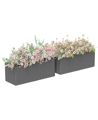 Outsunny Railing Planter Box (2 Pack, 20 Inch),Rat Look,
