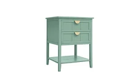 Slickblue 2 Drawer Side Table, American Style, End Table, Suitable for Bedroom, Living Room, Study