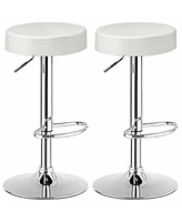 Gymax 2PCS Adjustable Swivel Bar Stool Pu Leather Kitchen Counter Bar Chairs