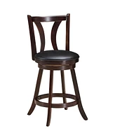 Gymax Set of Swivel Bar stool 24'' Counter Height Leather Padded Dining Kitchen Chair