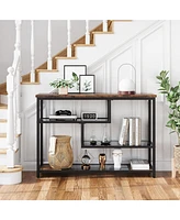 gaomon 39.4'' Narrow Sofa Table with 4 Tiers Storage Shelf Entryway Table Wood Console Table Thin Sofa Table Side Table Hallway Table for Living Room,