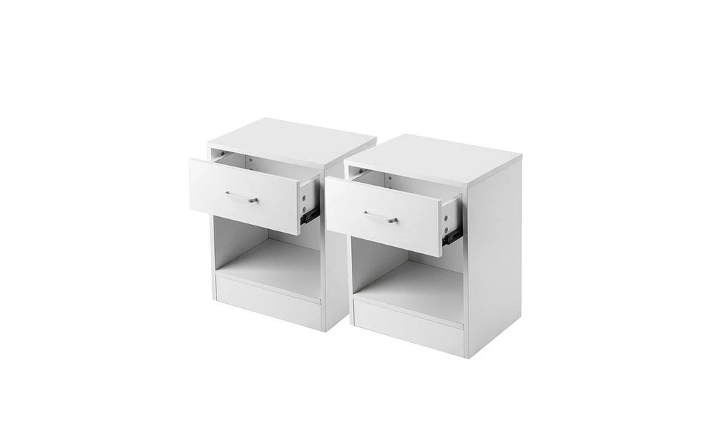 Slickblue 2-Piece Night Stands with Drawers for Bedroom Storage and Convenient Organization