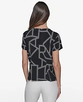 Karl Lagerfeld Paris Women's Logo Peplum Knit Top