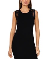 Vince Camuto Women's Embroidered Ribbed Sleeveless Midi Dress