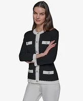 Karl Lagerfeld Paris Women's Faux-Pearl-Trim Cardigan