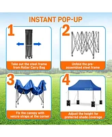 SereneLife 10 x 15 Ft. Pop Up Tent Commercial Instant Shelter, Navy Blue