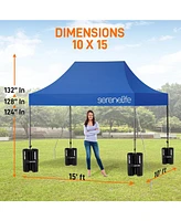 SereneLife 10 x 15 Ft. Pop Up Tent Commercial Instant Shelter, Navy Blue