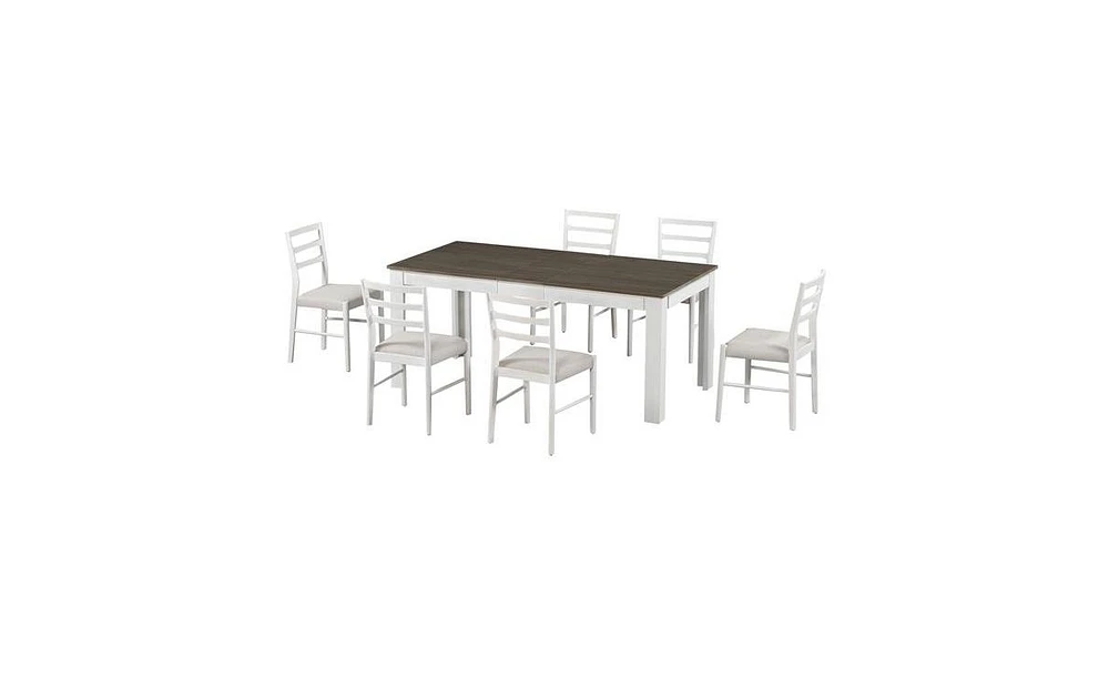 Slickblue 7-Piece Wooden Dining Table Set for Elegant and Durable Dining Experiences