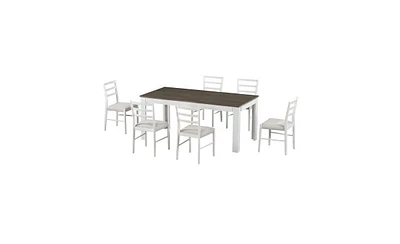 Slickblue 7-Piece Wooden Dining Table Set for Elegant and Durable Dining Experiences