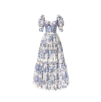 Milla Women's Hydrangea Feminine voluminous sheer sleeves dress